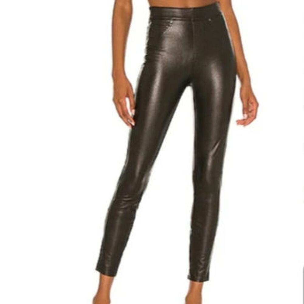 NWT Spanx Leather Like Ankle Skinny Pant in Noir Rocker-Chic Night Out Glam